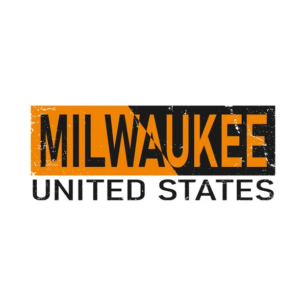 Een Milwaukee. oranje typografie tekst banner. Vector het woord milwaukee ontwerp — Stockvector