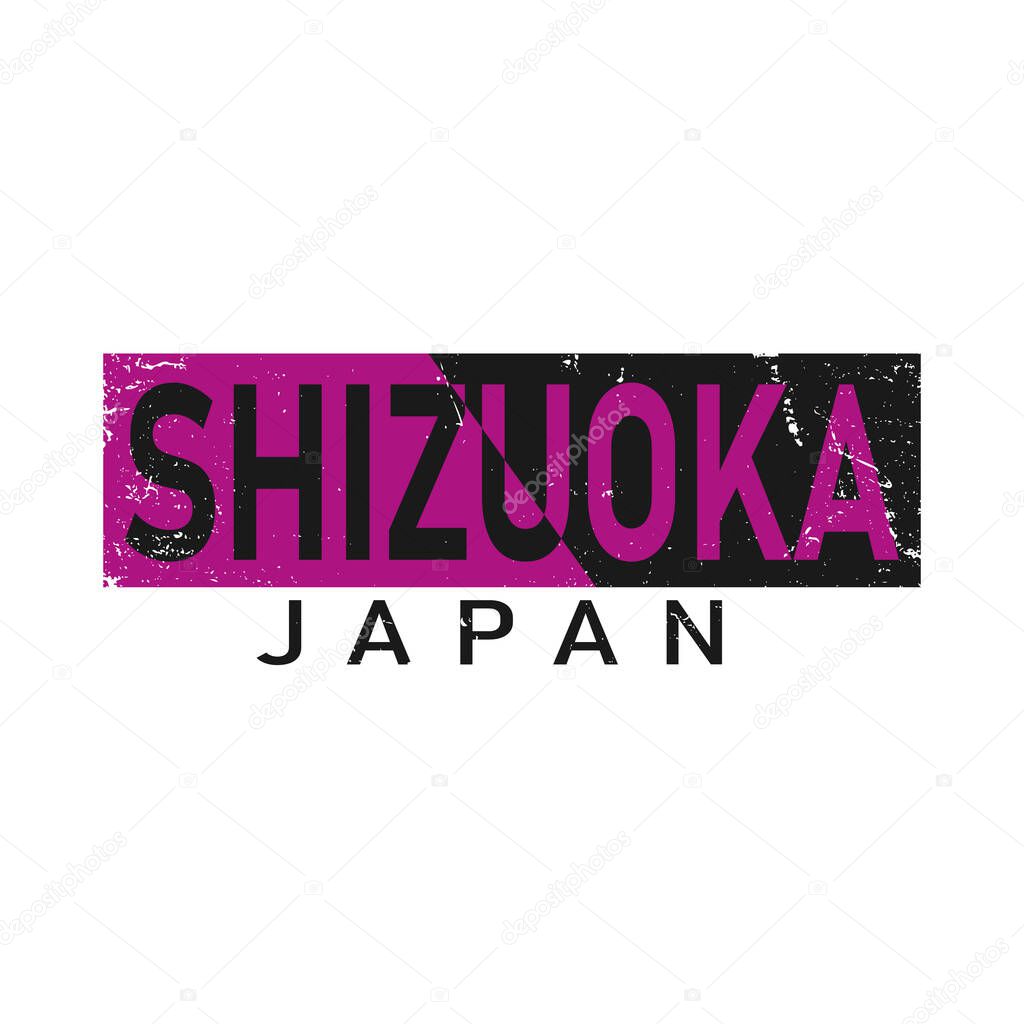name of Shizuoka city in Japan. Vector text of Shizuoka, for decoration