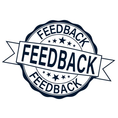 Damganın içinde yazılı geri bildirim içeren mavi grunge kauçuk damga