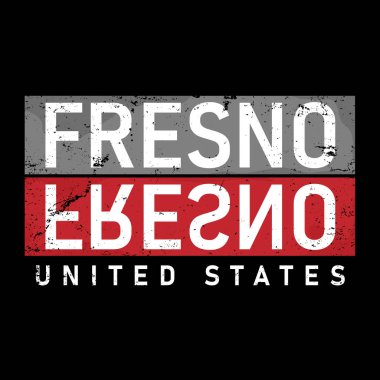 Renkli vektör illüstrasyon tişört tasarımlı Fresno şehir logosu