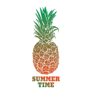 El çizimi vektör çizimi - ananas. Egzotik tropikal meyve. Robot resim. Özet geç. Dövmeler, davetiyeler, tebrik kartları, bloglar, posterler vs. için mükemmel.