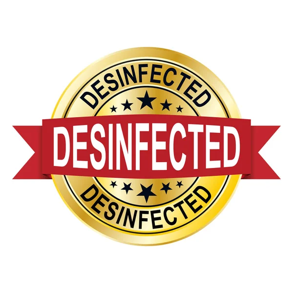 Disinfected gold vector label isolated on white background — Stock Vector