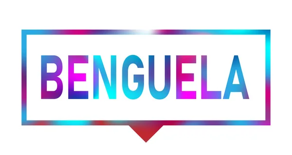 Benguela stad spraak zeepbel kleur teken Angola. Vector illustratie. Knop, icoon, glanzende badge — Stockvector