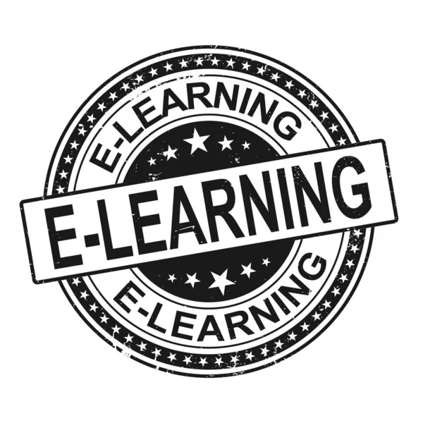 E-learning. Stempel. zwart rond grunge vintage e-learning teken — Stockvector