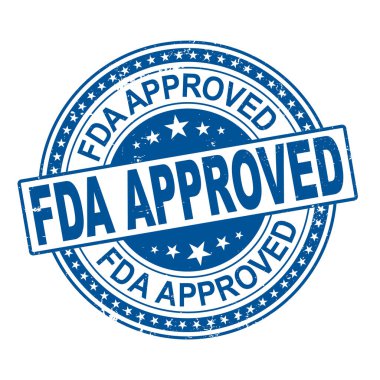 FDA onayladı. Damga. Çıkartma. Mühür. yuvarlak grunge vintage kurdele FDA onaylı işareti