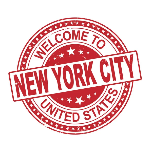 A grunge rubber ink stamp with the text Welcome To New York City USA over a white background — Stock Vector