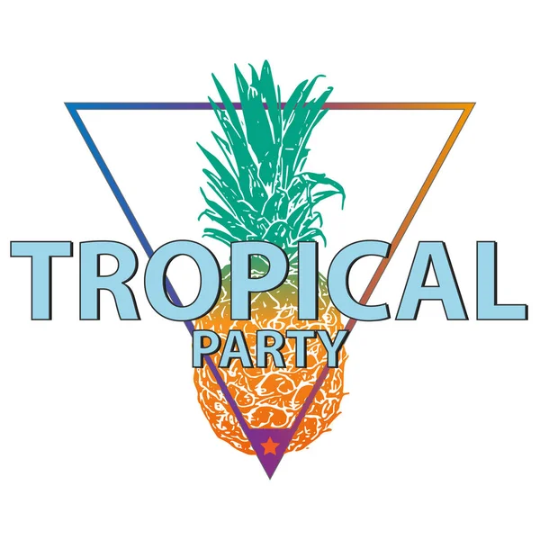 Ananas Tropenparty. Vektor Illustration, T-Shirt Design Banner — Stockvektor