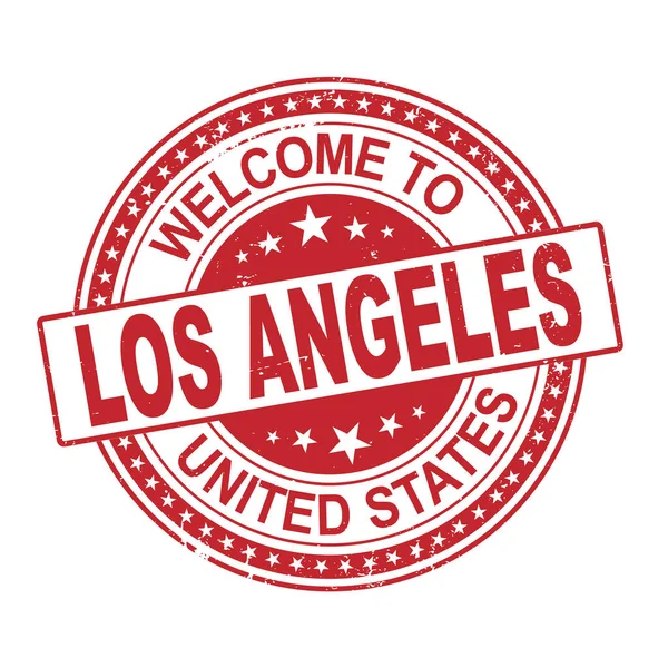 Witamy w Los Angeles. Gumowy znaczek. ilustracja wektora na białym tle. — Wektor stockowy