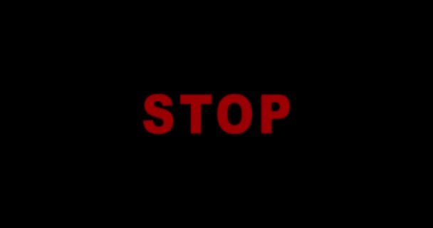 4K. Wygaszacz ekranu z tekstem STOP dla wiadomości w telewizji. Protesty przeciwko rasizmowi. Koncepcja globalnego problemu rasizmu na świecie. — Wideo stockowe