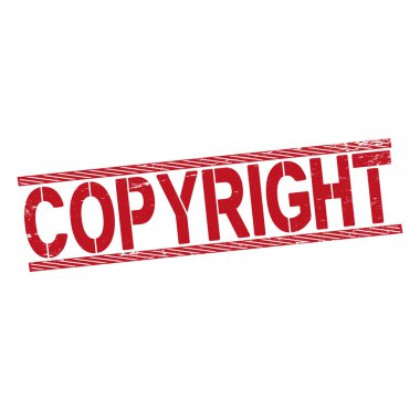 Beyaz arkaplan üzerinde COPYright Kırmızı Kauçuk Damga Vektörü.