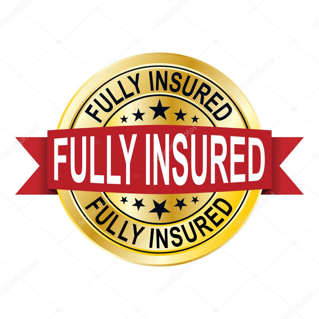 fully insured round isolated gold badge vector illustration