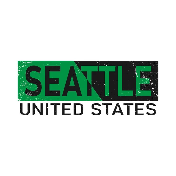 Seattle grafisch embleem op witte achtergrond. Label voor t-shirt. Typografie vector ontwerp. — Stockvector