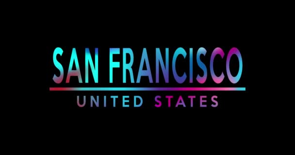 San Francisco animé néon mot, texte design animation typographie. — Video