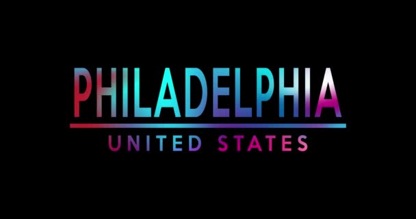 PHILADELPHIA néon Texte Résumé Vintage Twitched 4K Loop Motion Animation écran vert — Video