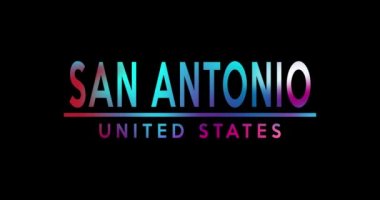 Mektuplar SAN ANTONIO şehrinde toplanır, parlak renkler. 4K TİPOGRAFİSİ ANİMYONU