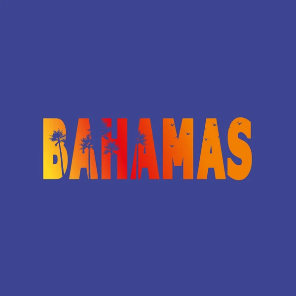 Bahamas paraíso caribe praia palmeira mistura colorido —  Vetores de Stock