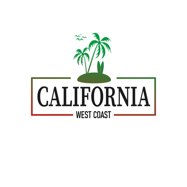 Kalifornien Strand und Palmen Hintergrund Illustration — Stockvektor