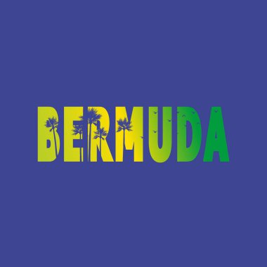 Bermuda Adaları. Beyaz arkaplanda vektör tipografisi izole edildi. Afişler, rozetler, kartpostallar, tişörtler, baskılar, posterler için tipografi