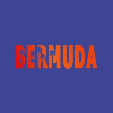 Bermuda Adaları. Beyaz arkaplanda vektör tipografisi izole edildi. Afişler, rozetler, kartpostallar, tişörtler, baskılar, posterler için tipografi