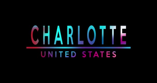 Charlotte - Estados Unidos nome da cidade animação de texto efeito Glitch 4k — Vídeo de Stock