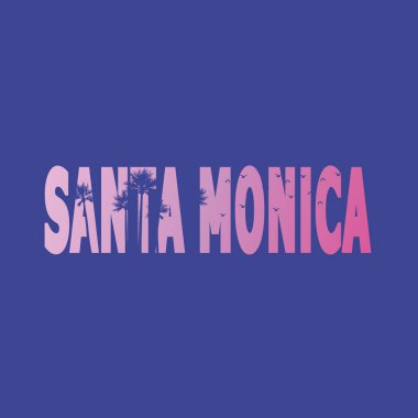 Santa Monica Spor Plajı tipografisi, tişört grafikleri, vektörler