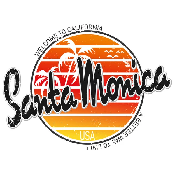 Santa Monica t-shirt ontwerp voor printen. Vectorillustratie — Stockvector