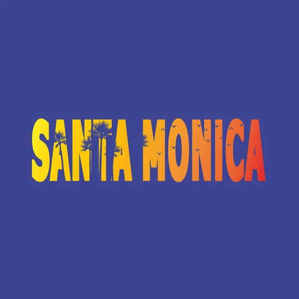 Camiseta de Santa Mónica de diseño para imprimir. Ilustración vectorial — Vector de stock