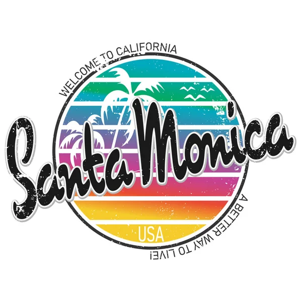 Santa Monica Sport tipografía de playa, gráficos de camisetas, vectores — Vector de stock