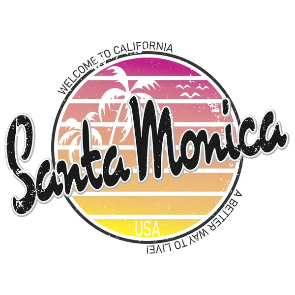 Santa Monica Sport tipografía de playa, gráficos de camisetas, vectores — Vector de stock