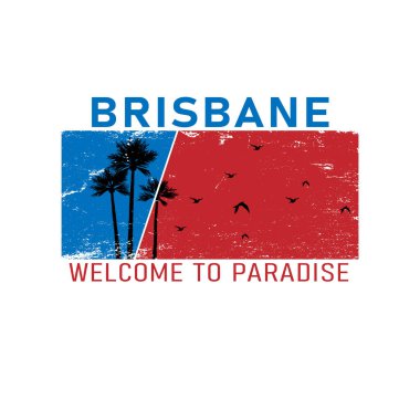Brisbane 'de. Avustralya şehri. Düzenlenebilir logo vektör tasarımı.
