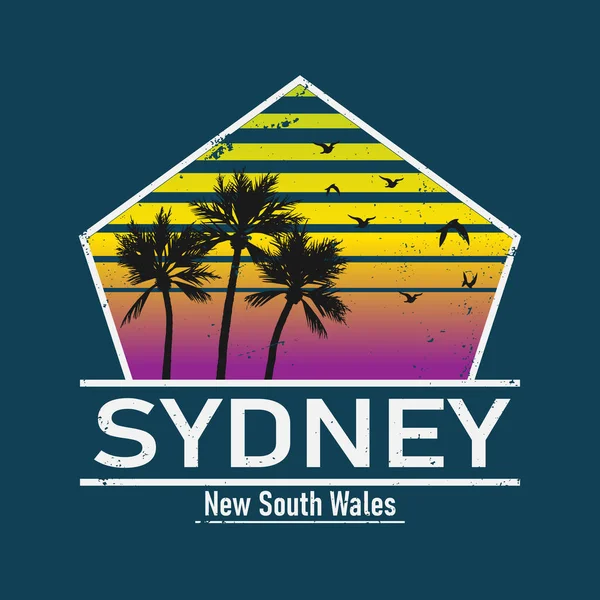 Сидней город путешествия назначения. логотип векторной рубашки — стоковый вектор