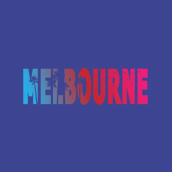 Melbourne australia victoria, t-shirt ontwerp op een witte achtergrond — Stockvector