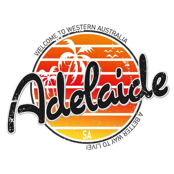 Adelaide Australia City Vector Art Diseño de camisetas redondas — Vector de stock