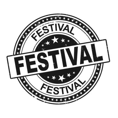 Festival etrafındaki izole etiket işareti. grungyfestival damgası