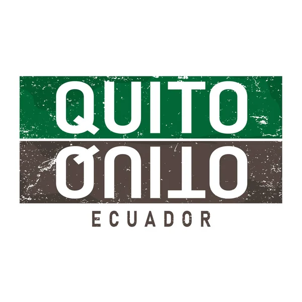 Quito ecuador, t-shirt εκτύπωση αφίσα διανυσματική απεικόνιση σε λευκό — Διανυσματικό Αρχείο