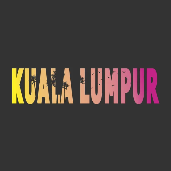 Kuala lumpur ciudad caligrafía vector cita con palmeras — Vector de stock