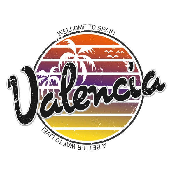 Valencia ciudad en España es un hermoso destino para visitar para el turismo. — Vector de stock