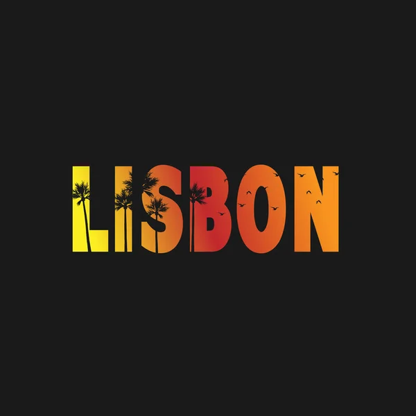 Welcome to Lisbon concept in vintage graphic style for t-shirt and other print production on white background, vector illustration. — Stock Vector