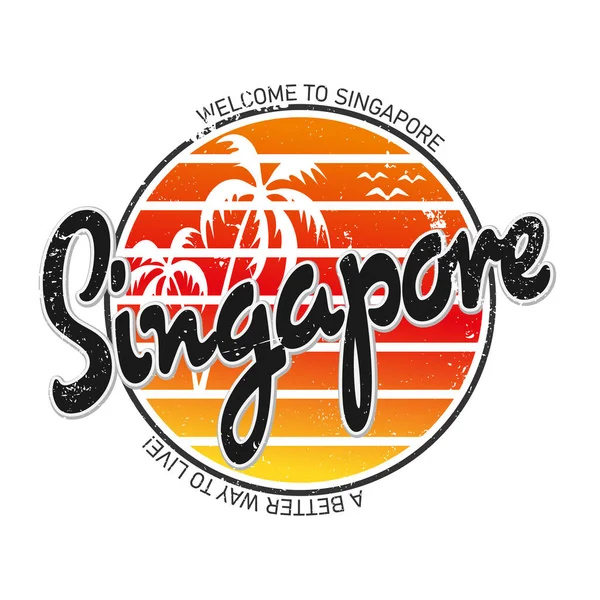Ilustración vectorial de verano de Singapur. Ilustración brillante, plana y redonda. Perfecto para correos, artículos, pegatinas, camisetas y tazas — Vector de stock