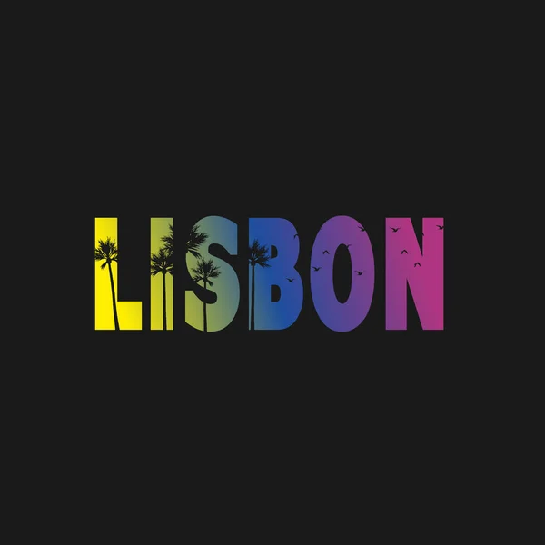 Welcome to Lisbon concept in vintage graphic style for t-shirt and other print production on white background, vector illustration. — Stock Vector