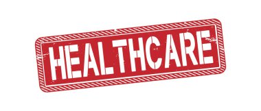 turuncu Helathcare Medikal Sağlık Hizmetleri kampanya damgası yazdırma ve web siteleri için düz vektör etiketi
