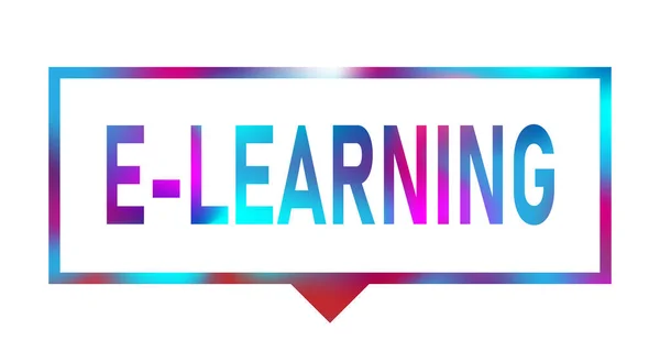E-learning spraakbelletje teken e-learning sticker op wit — Stockvector