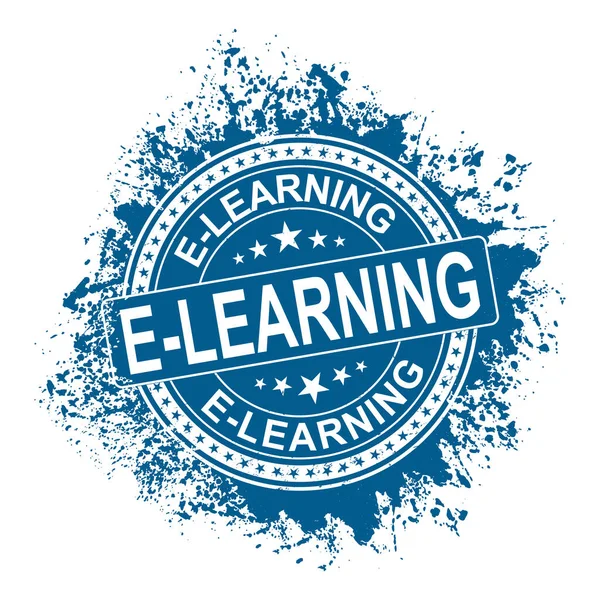 E-learning. Estampilla. rojo ronda grunge vintage e-learning signo — Foto de Stock