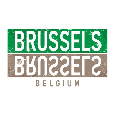 Vektör çizimi, harf kompozisyonu, Belçika Bruxelles şehri Fransızca, hat yazısı, el yazısıyla yazılmış harfler. Kartpostallar, tişörtler, afişler, tebrik kartları, kupalar, çıkartmalar için tasarım