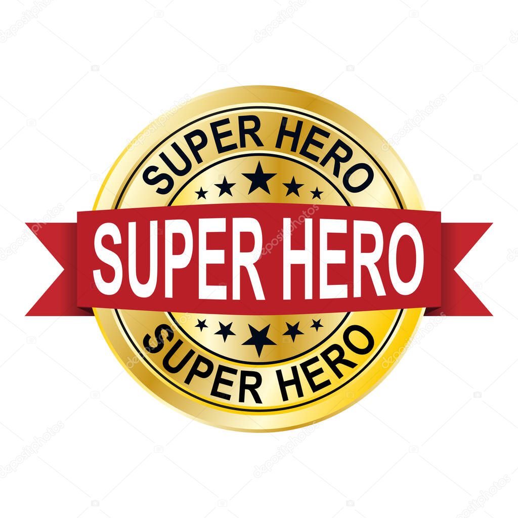 Super hero medal power full typography, t-shirt graphics, vectors. Logo set. Luxury, royal metal