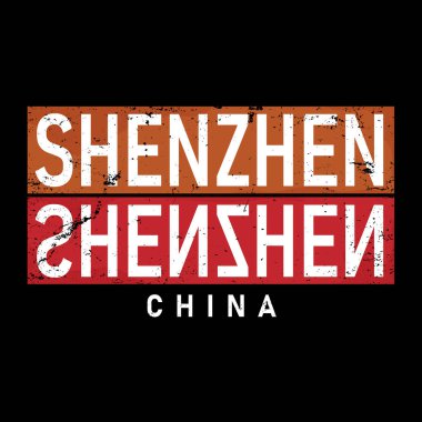 Shenzhen. Renkli tipografi metin pankartı. Shenzhen şehir tasarımını yönlendir. Logo, kart, poster, başlık ve güzel başlık için kullanılabilir