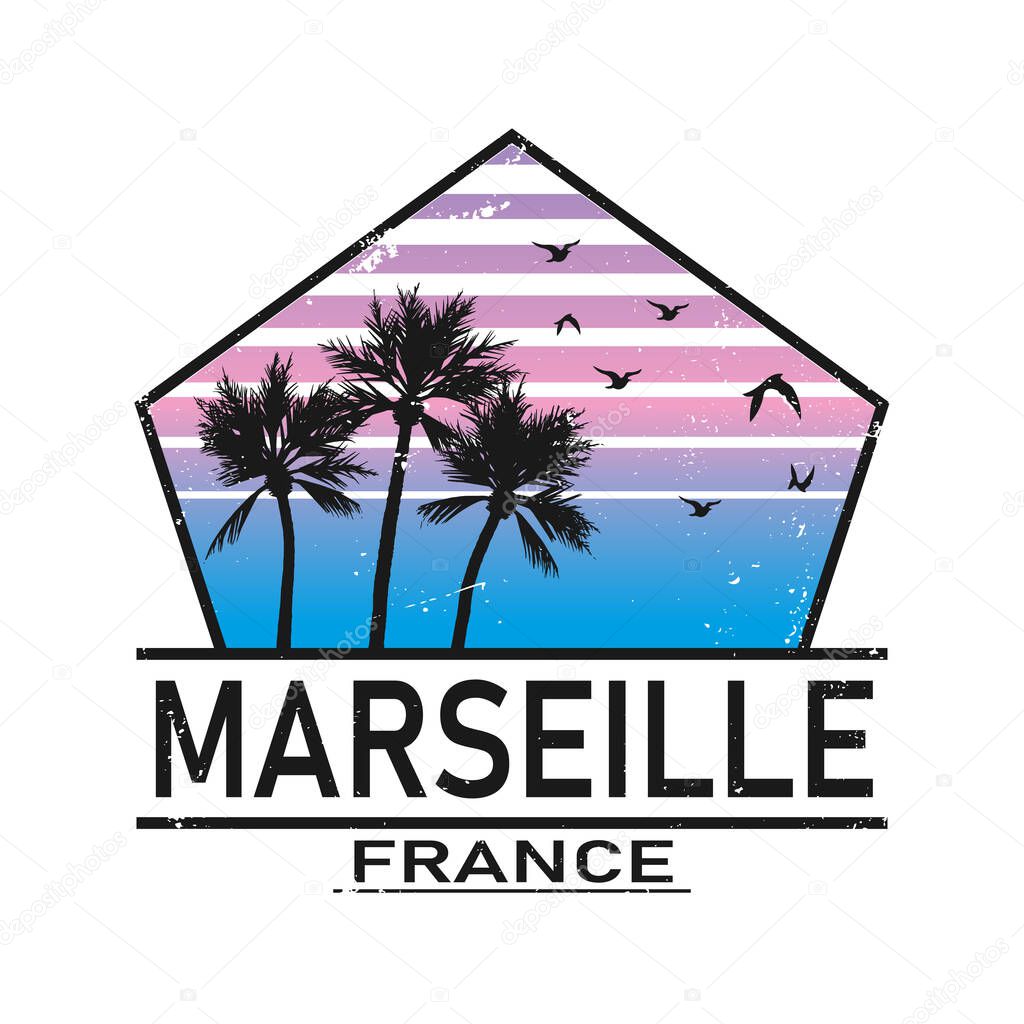 Marseille. City of France. Editable vector logo design