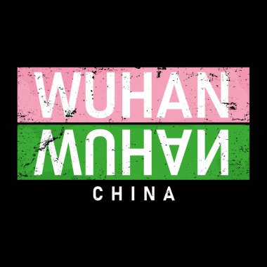 Tişört için Wuhan tarzı tipografi. poster tişörtü