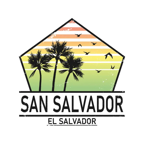 Καλώς ήρθατε στο San Salvador el Salvador κάρτα και το σχέδιο επιστολή σε πολύχρωμο χρώμα ουράνιο τόξο και τυπογραφικό σχέδιο εικονίδιο — Διανυσματικό Αρχείο