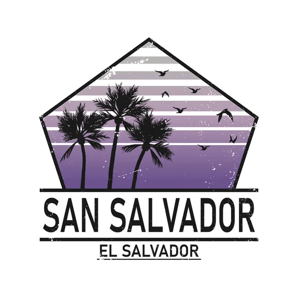 Καλώς ήρθατε στο San Salvador el Salvador κάρτα και το σχέδιο επιστολή σε πολύχρωμο χρώμα ουράνιο τόξο και τυπογραφικό σχέδιο εικονίδιο — Διανυσματικό Αρχείο